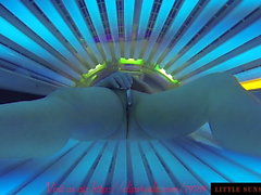 Tanning Bed Solarium Sonnenbank Fun Pierced Pussy and Dildo