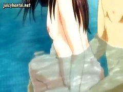 Brunette anime teen is hammered hard in her tiny twat till she screams