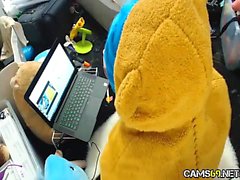 Bra Pussy i Blue Haired Teen membros Webcam