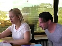 German chubby blonde college girl get fucked from teacher