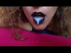 Black lips cum in my mouth latex gloves spit SlowMo