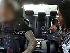 Fake Cop Outdoor threesome with two big pairs of tits