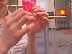 Japanese Teacher use condom to fuck but sucks out the cum