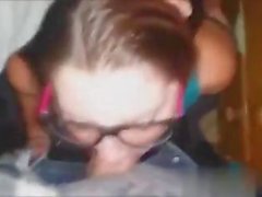 Nerd teen needs help wit ha big dick from her friend