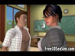 Professeur en 3D sexy de putain son élève corné dur