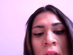 Busty ts Latina gives bj after twerking