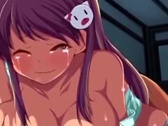 Brunette jouit à Hentai