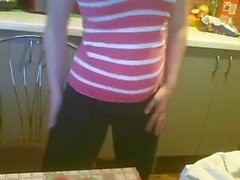 NN Russian webcam girl teasing on kitchen