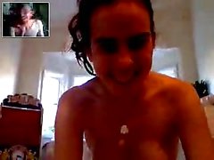 Tiener vingeren harige kut op webcam