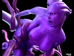 Mass Effect Liara et Aria baisées par tentacules