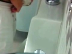 spycam in a public college washroom, pissing and jerking