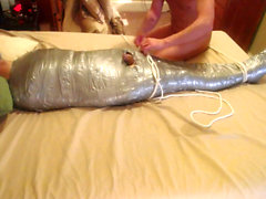 Mummified, mummification, mummified bondage handjob