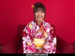 Dazzling casting along kimono girl Chiharu