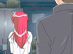 Sexy punapää animen babe räjähtää putkeen
