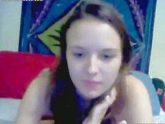 skinny brunette teen showing her shaved tight cunt on webcam