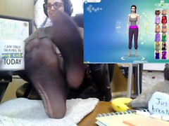 Gamer Girl's Black Trud Pantyhose Feet