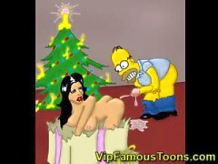 De héros de dessins animés célèbres The Simpsons avec des Titans de l'étudiante et des jeunes filles Winx Club avec des de Superman en orgies de Noël de hardcore