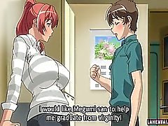 Gran titted de Hentai Redhead coge su coño mojado bombea profundo