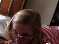 Nerdy blonde with big tits getting rammed