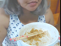 Cute bbw, asian chubby, noodles
