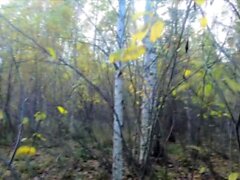 Nude Picking mushrooms in the forest