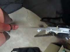 big needle knitting in cock fucking machine POV