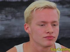 Gaycastings Blondine Twink Im geifert auf Hahn