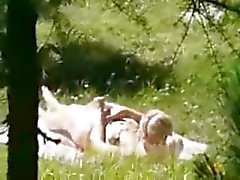 Hot teen caught masturbating outdoor by a peeper