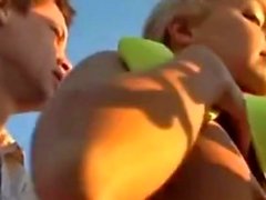 A Beautiful blonde girl fucks outdoor