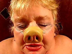 Humiliated fat grannie pig