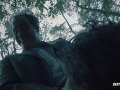 Young girl is butt naked and male-dominated in the forest