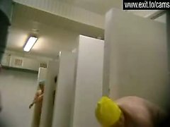 Group girls spied in a public shower