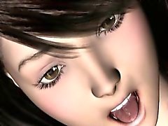Brunette 3D аниме красотка трахается