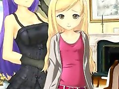 Fille blondasse en 3D Mangas se fendu caressé