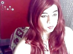 Masturbação Redhead Tranny da webcam